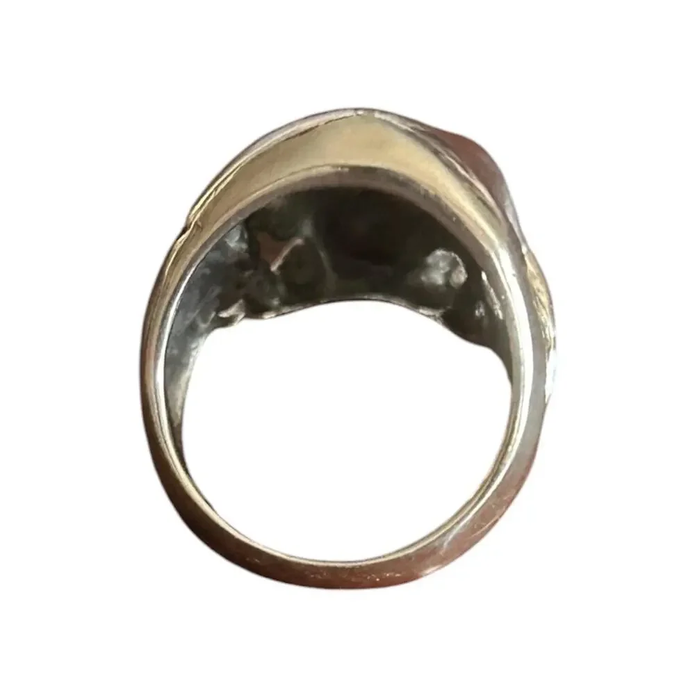 Vintage Sterling Silver Skull Statement Ring Size 10.5 Stamped 925, 1970s-80s